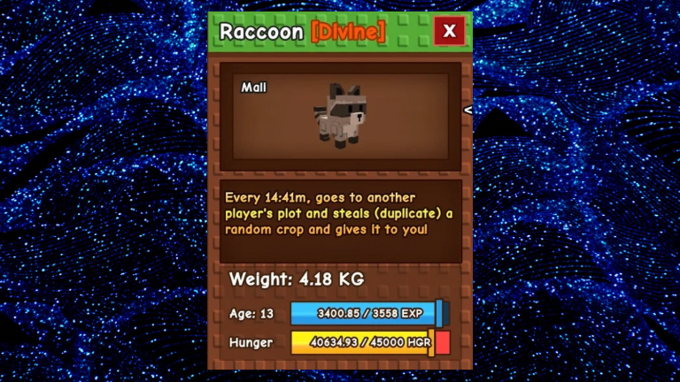 What Is The Grow A Garden Raccoon Pet?