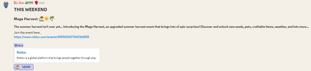 Grow A Garden Mega Harvest Update