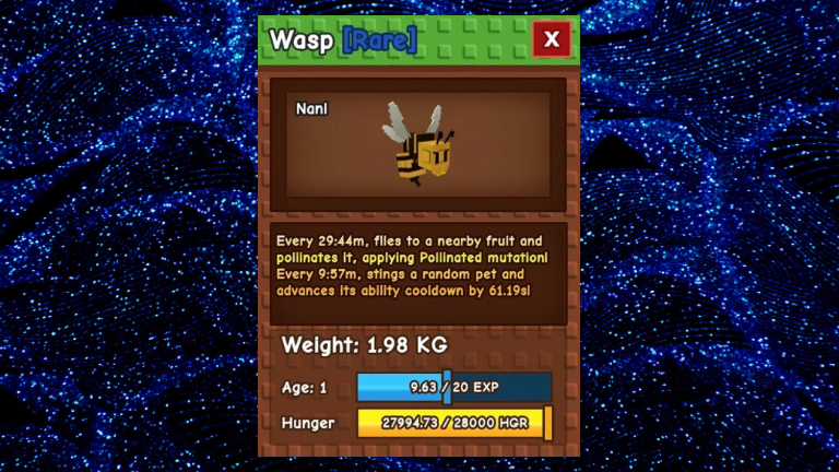 What Is The Grow A Garden Wasp Pet?