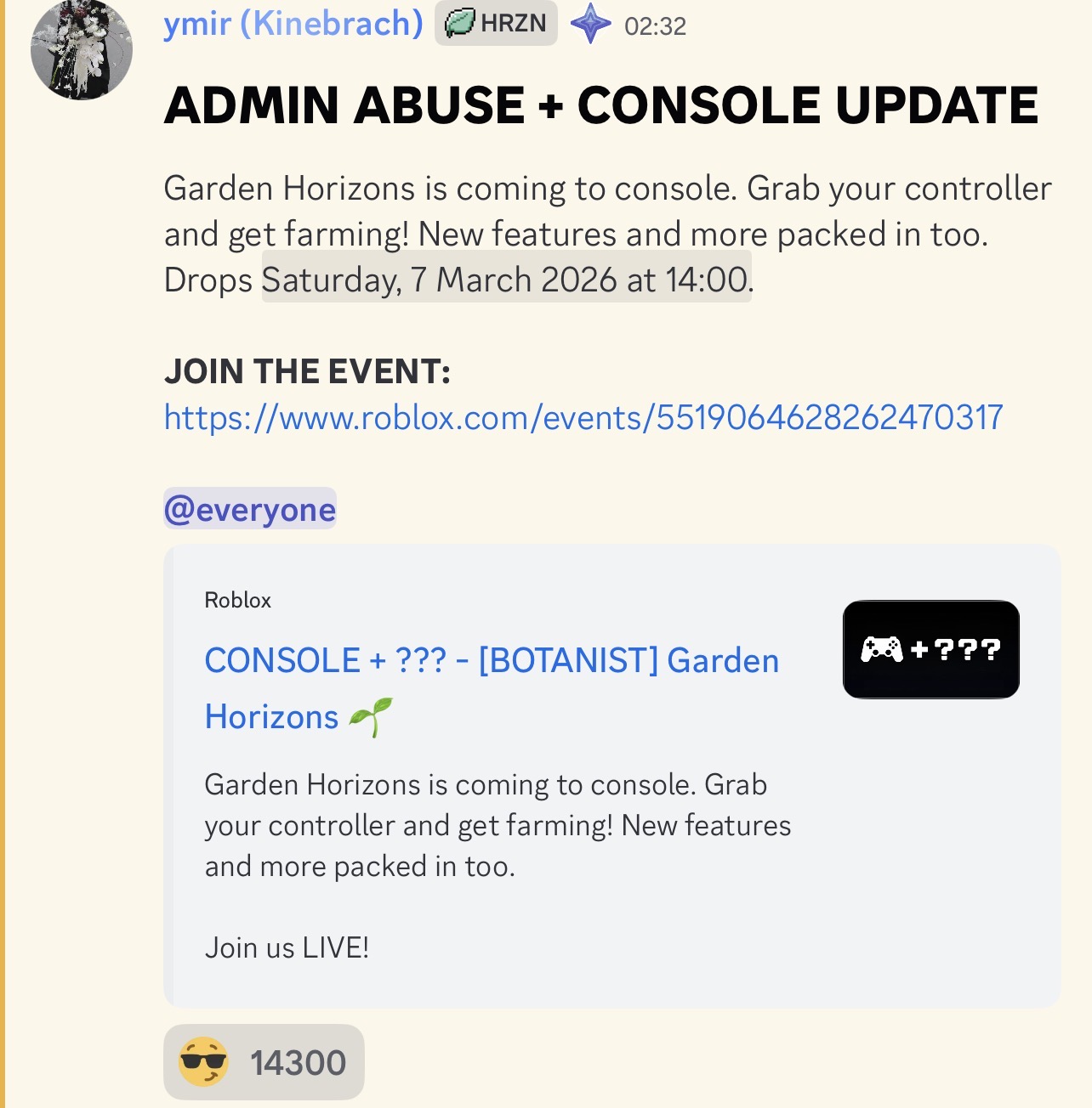 Garden Horizons Console Update and Admin Abuse Time Announcement