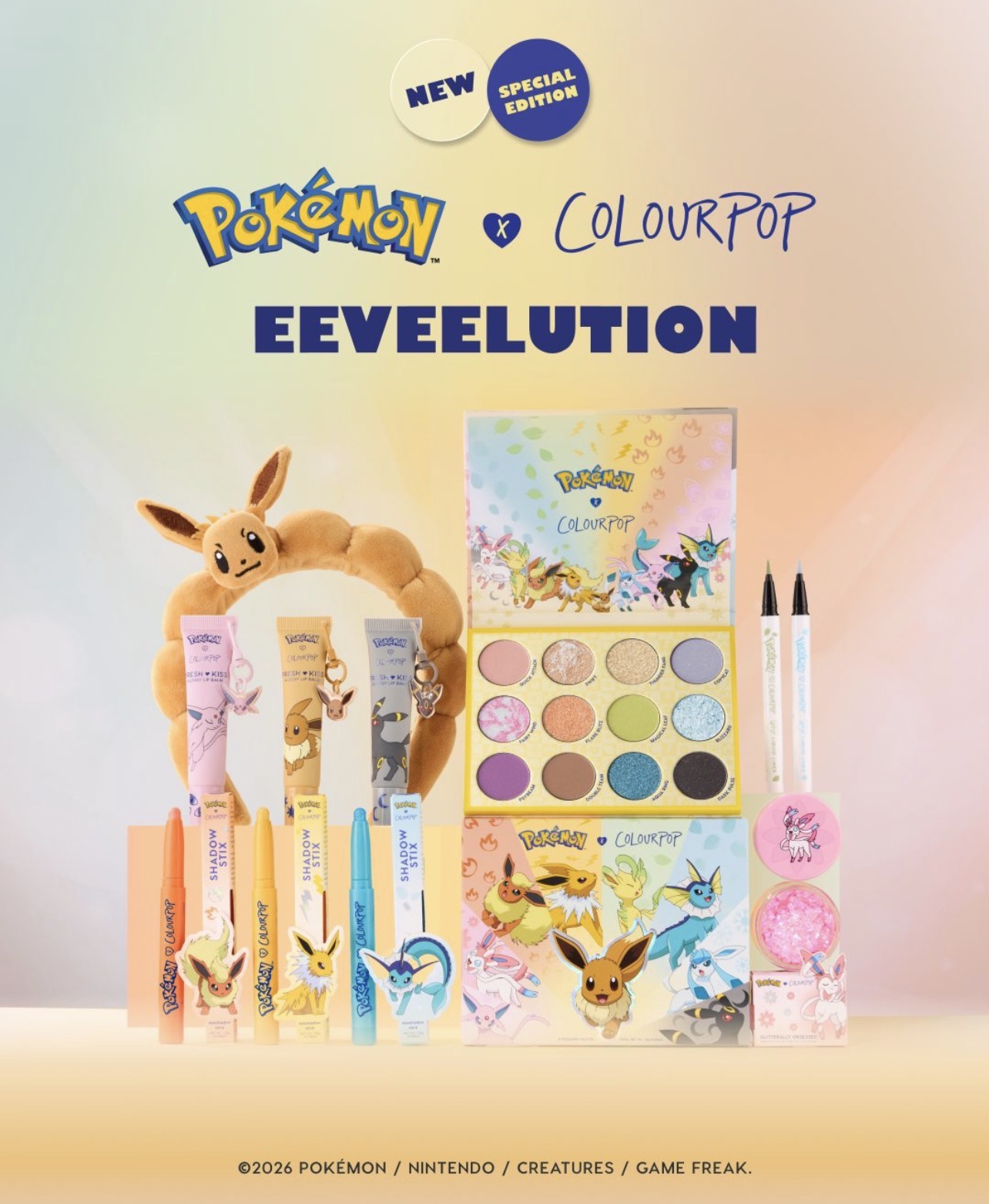 ColourPop x Pokemon Eeveelution Collaboration