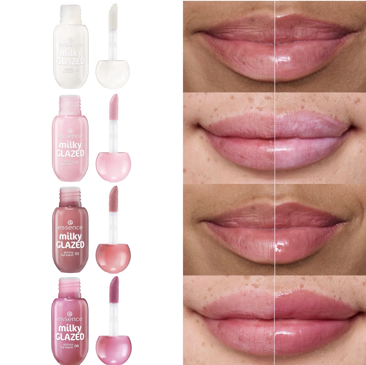Essence Milky Glazed Glossy Lip Balms