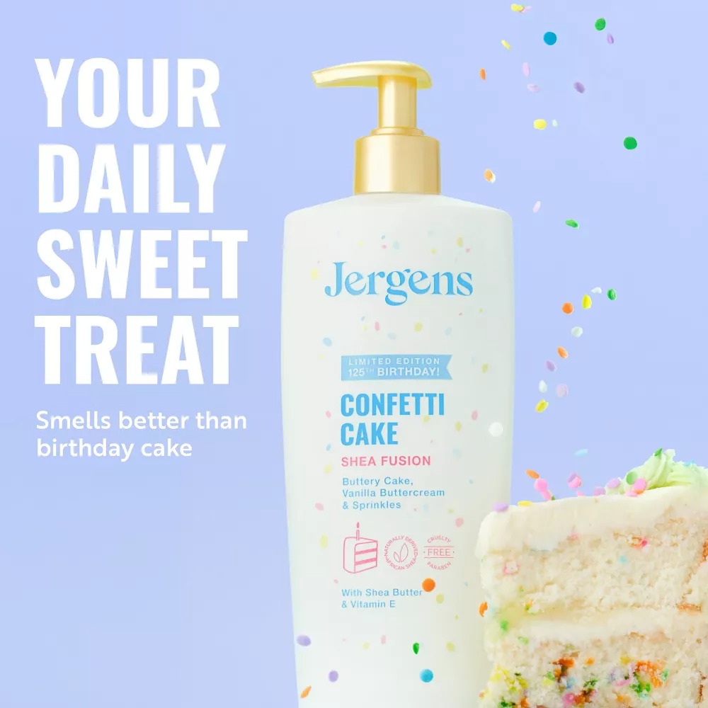 Jergens Shea Fusion Confetti Cake Birthday Body Lotion