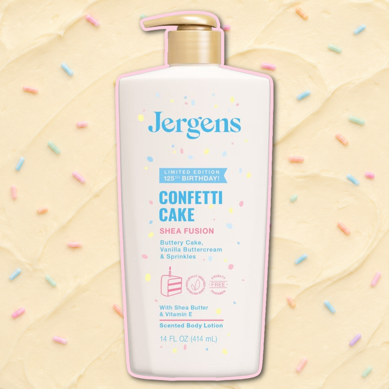 Jergens Shea Fusion Confetti Cake Birthday Body Lotion