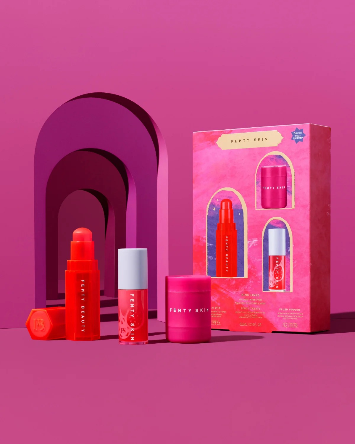 Fenty Pink Links Lip Care + Cheek Trip Set