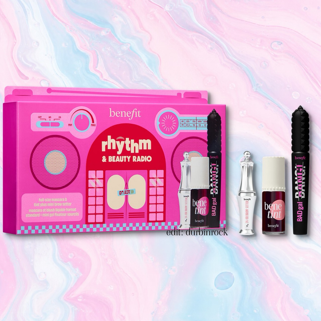 Benefit Rhythm & Beauty Radio Full-Size & Mini Lash, Brow, Lip & Cheek Bestsellers Trio