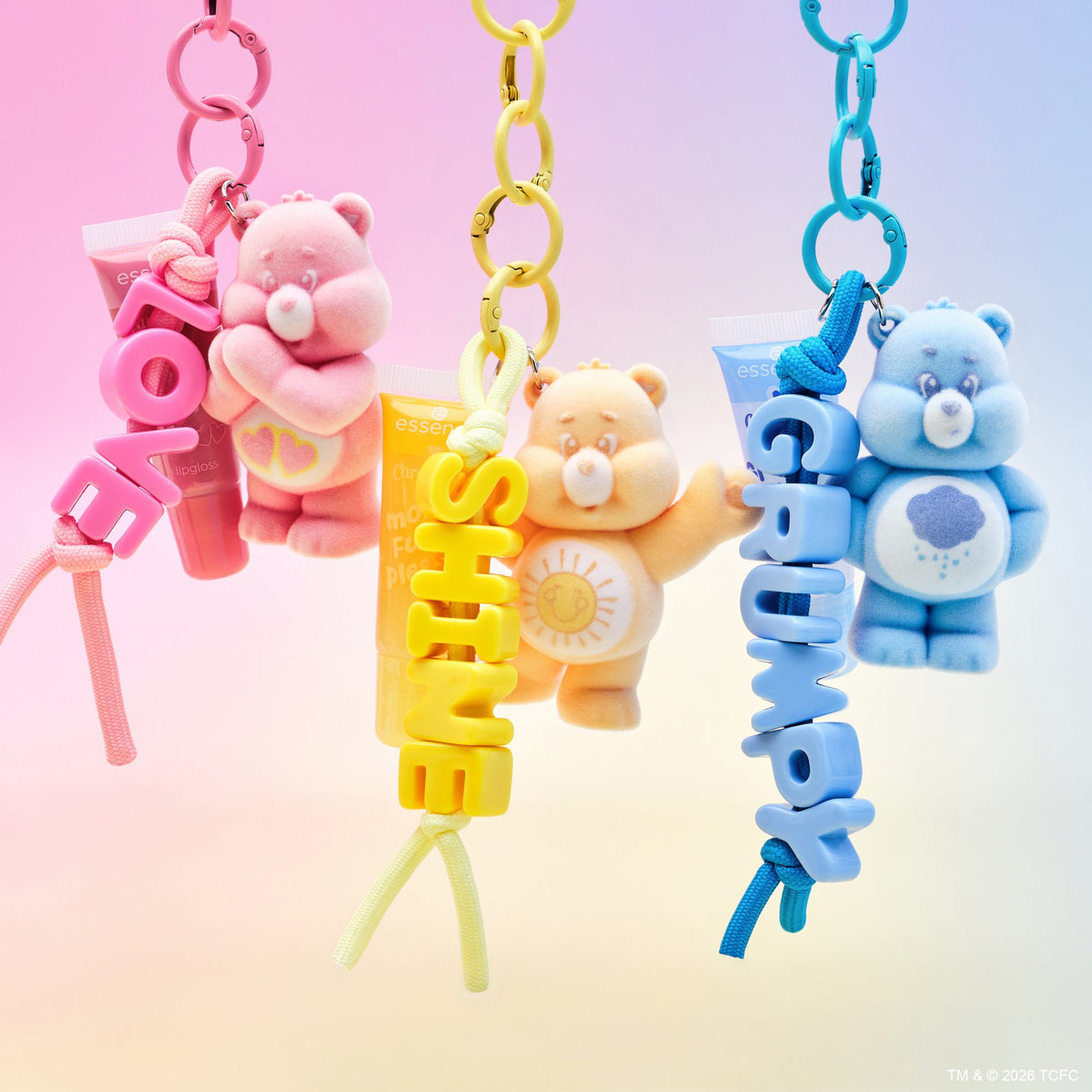 Essence x Care Bears Lip Gloss Keychains