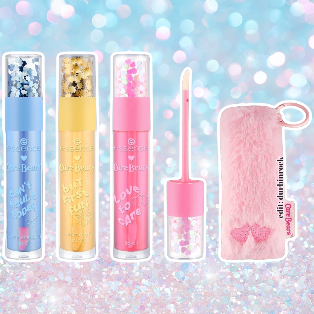 Essence x Care Bears Lip Oil Trio & Fluffy Holder Set