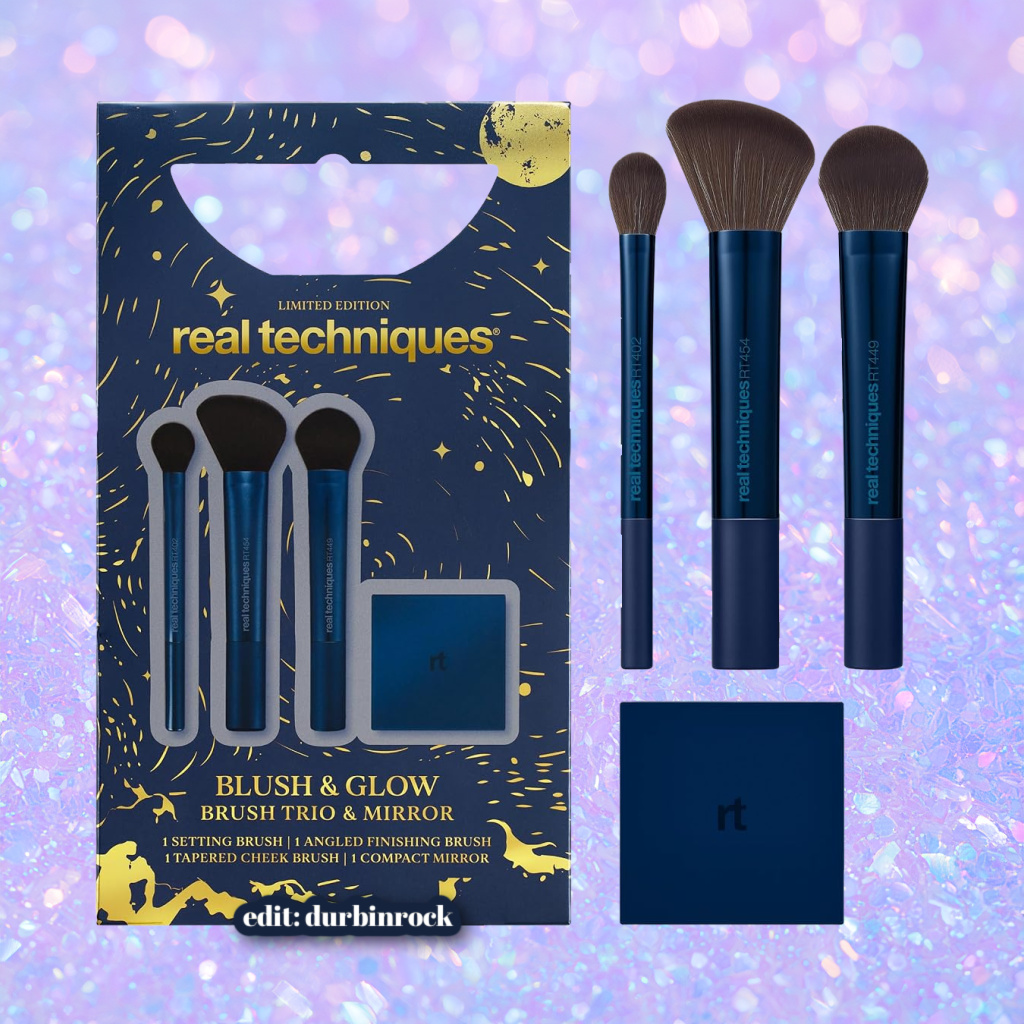 Real Techniques Blush & Glow Brush Trio & Mirror