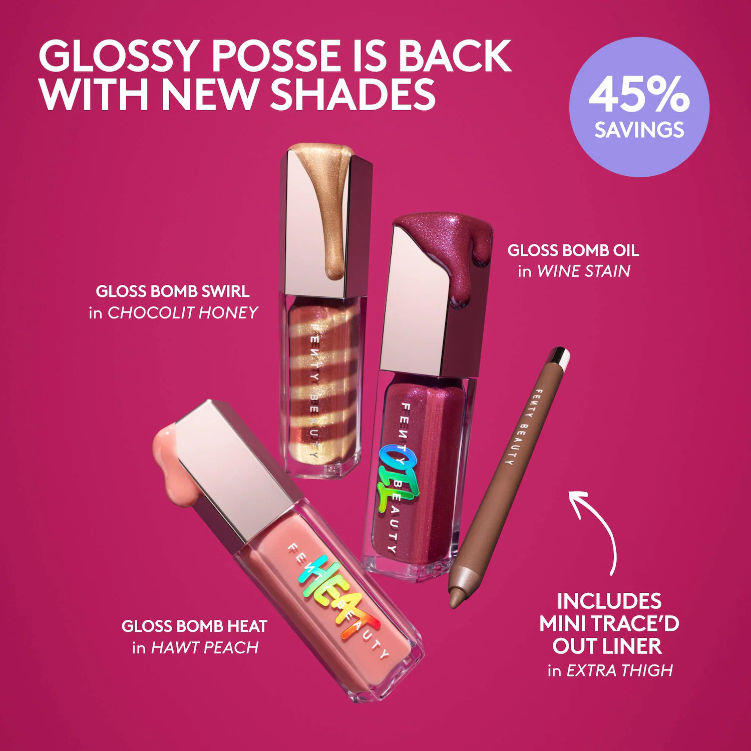 Fenty Beauty Holiday Glossy Posse IX 4-Piece Lip Set