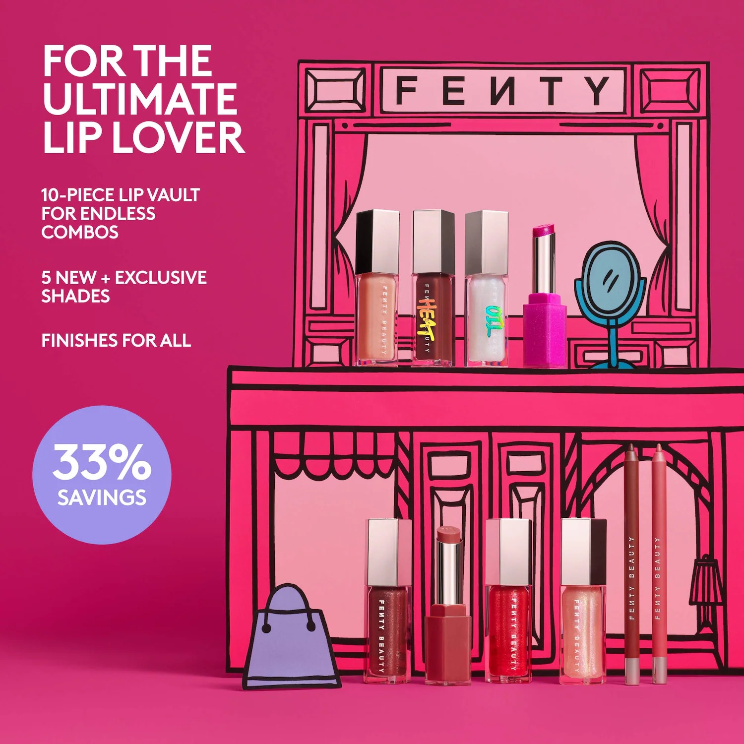 Fenty Beauty The Fenty Beauty Lip Vault 10 Piece Gloss and Liner Set