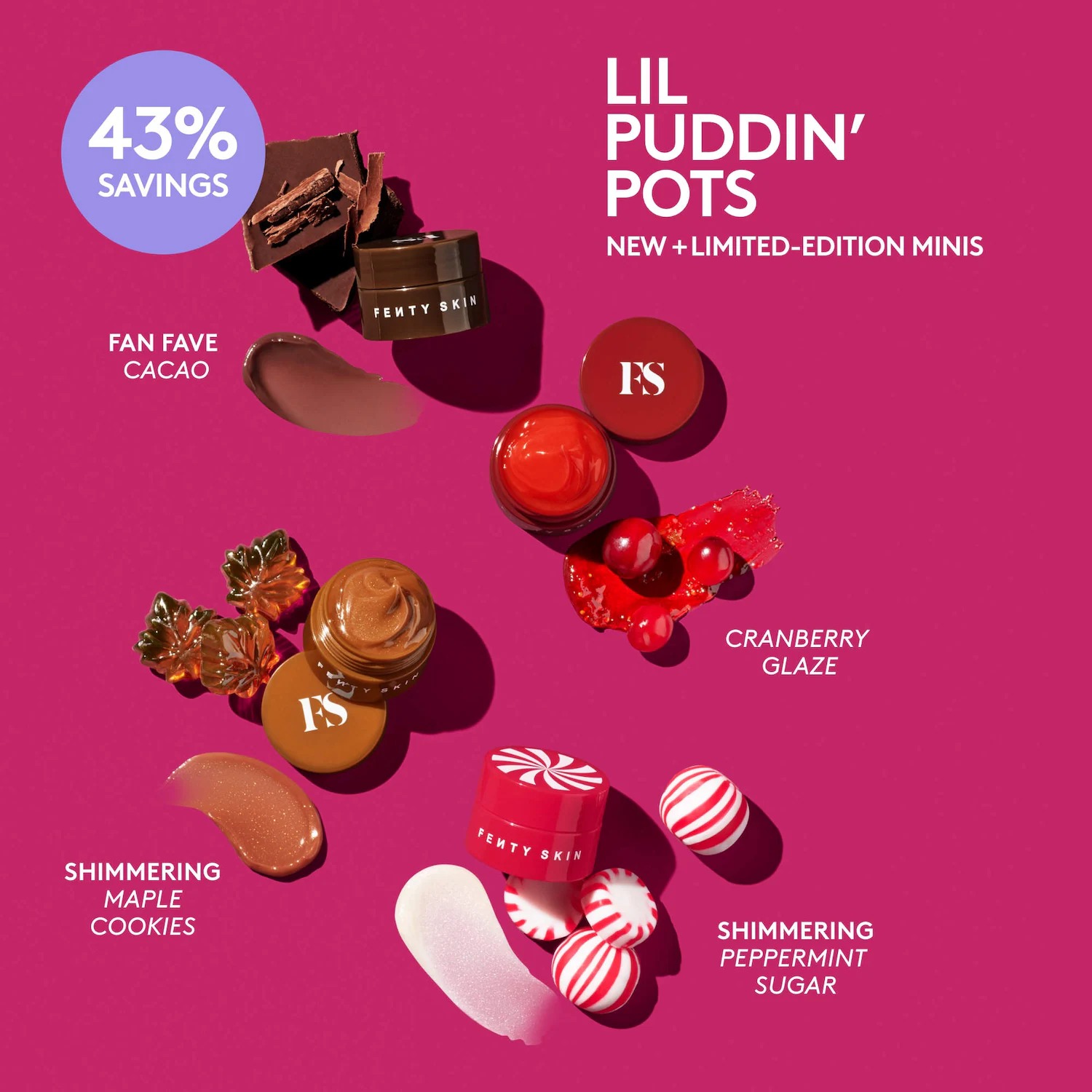 Fenty Skin Holiday Plush Puddin' Lil Puddin' Pots Lip Masks Set