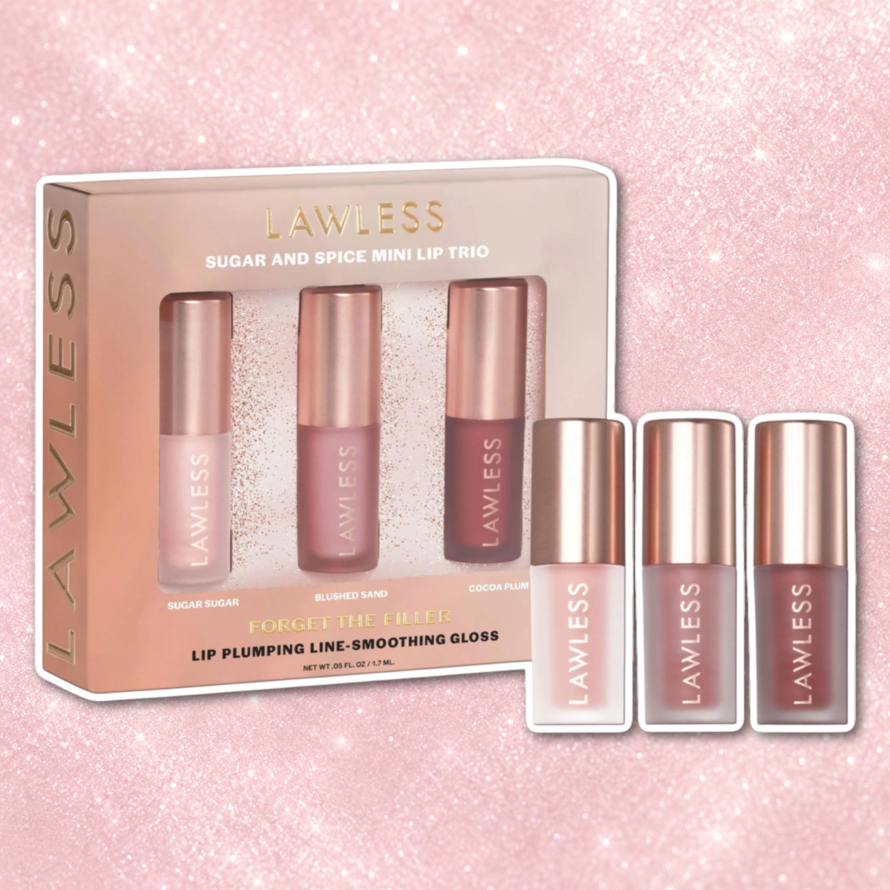LAWLESS Mini Forget the Filler Sugar and Spice Lip Trio Gift Set