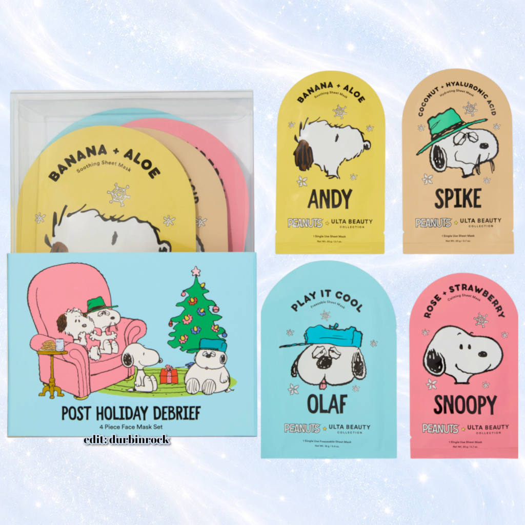 Peanuts x ULTA Beauty Collection Post Holiday Debrief 4-Piece Face Mask Set $18