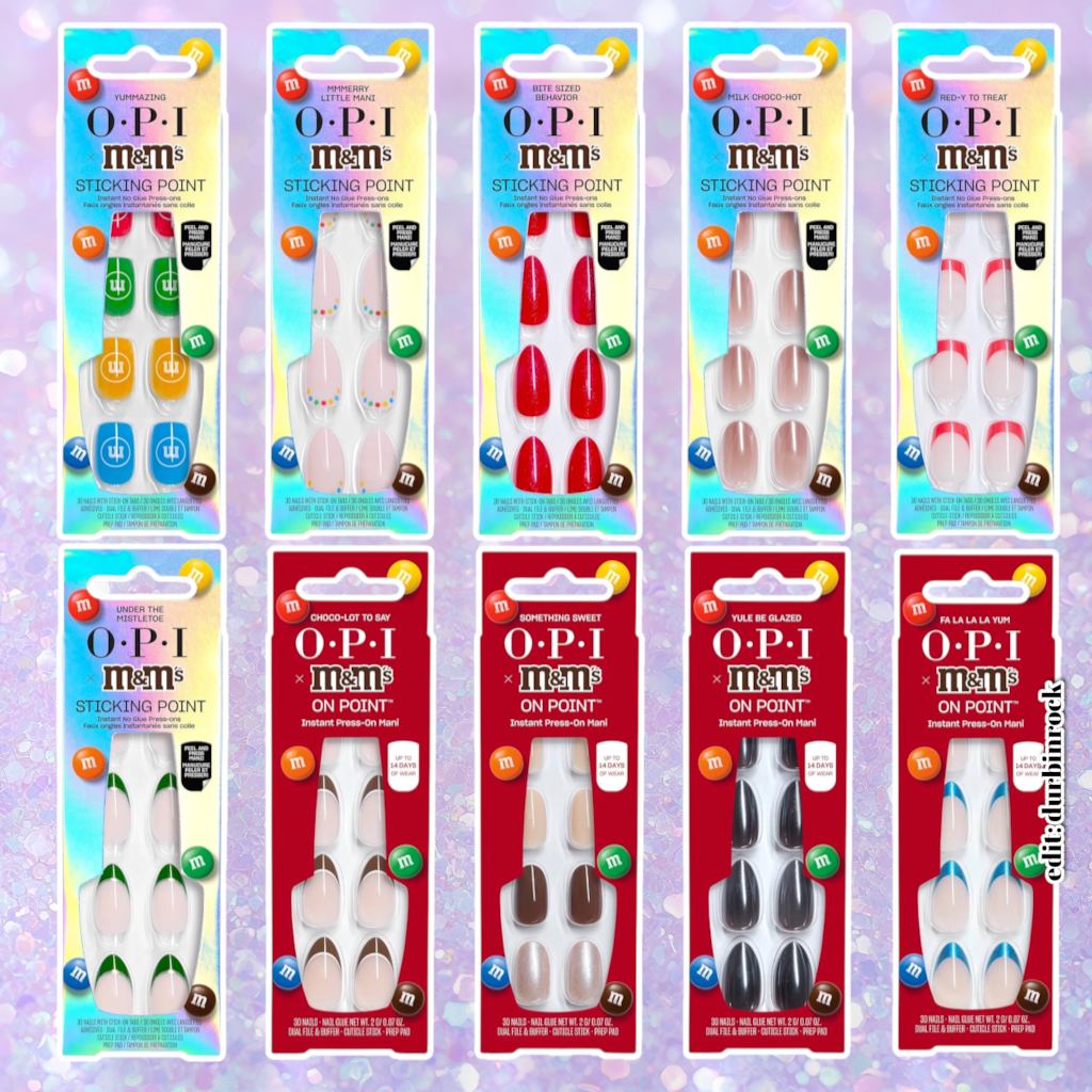 OPI x M&M's Holiday Press-On Nails Collection 2026