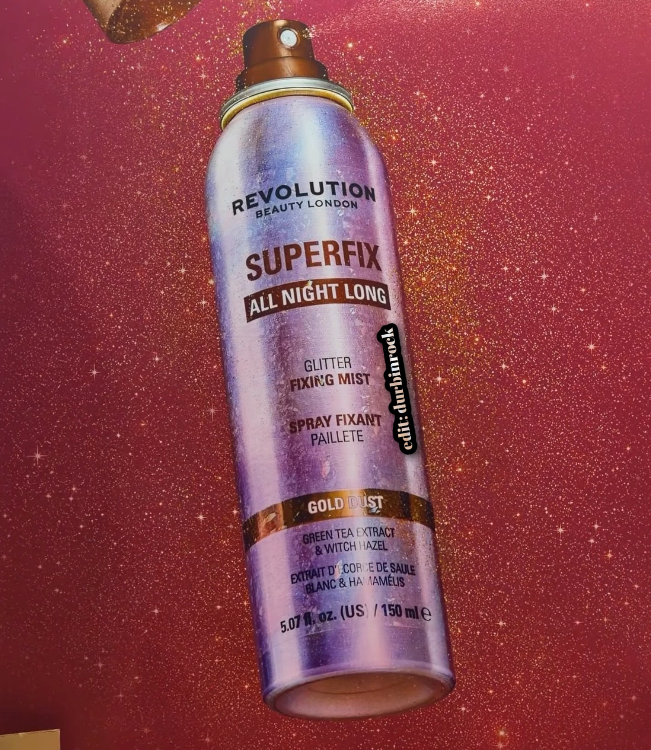 Revolution Superfix All Night Long Gold Dust Glitter Fixing Mist