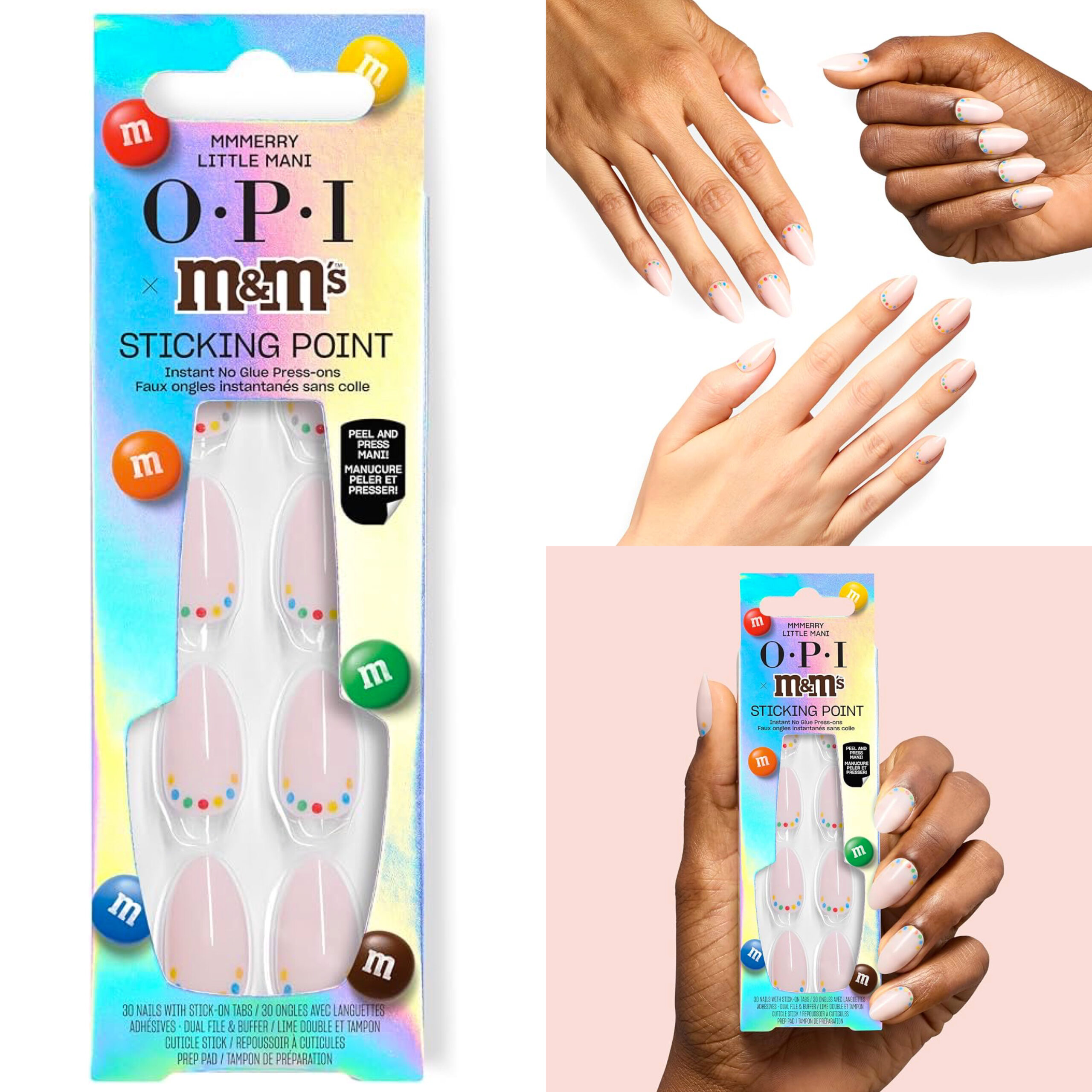 OPI x M&M'S Sticking Point Mmmerry Little Mani Instant No Glue Press Ons