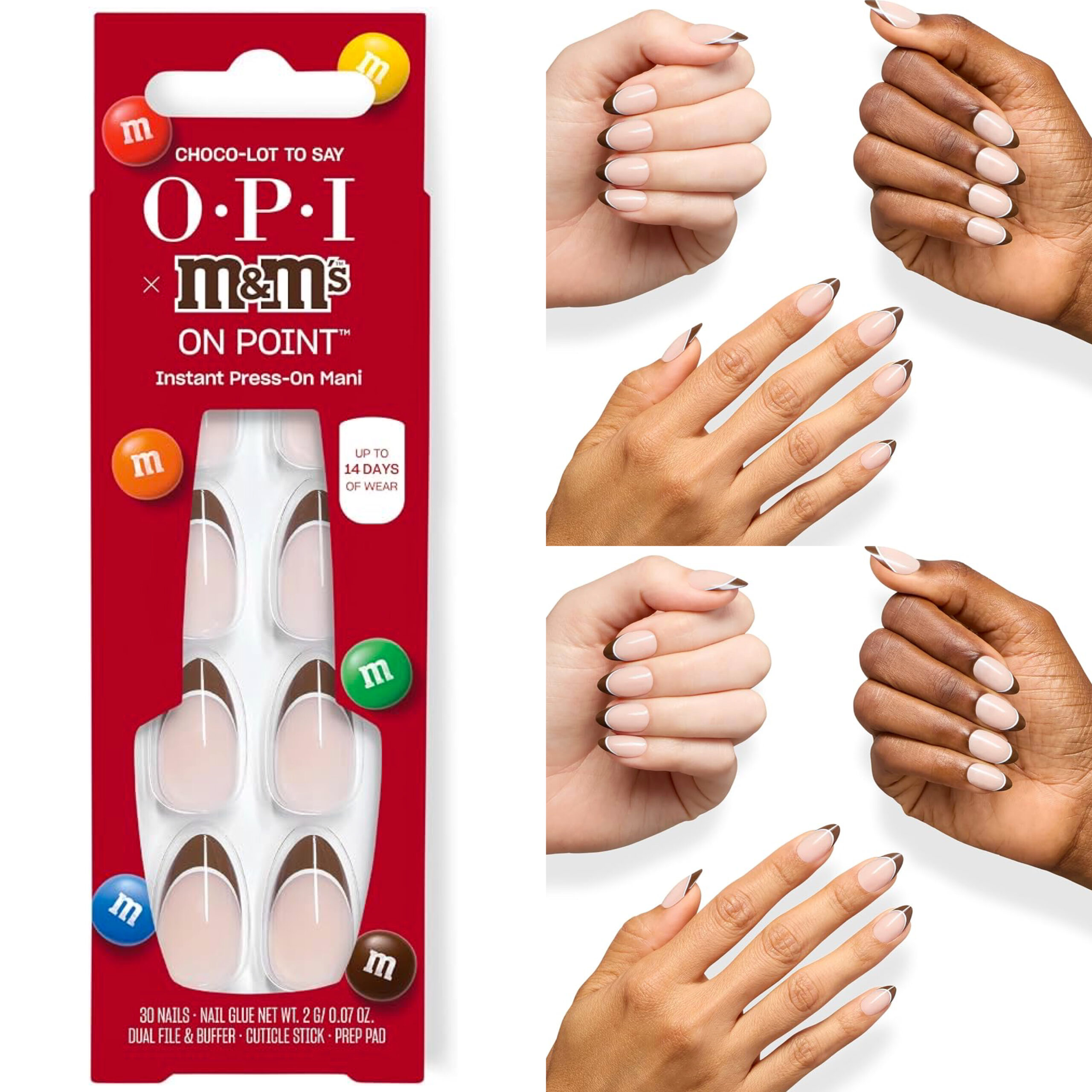OPI x M&M'S On Point Choco-lot to Say Instant Press-On Mani Nails