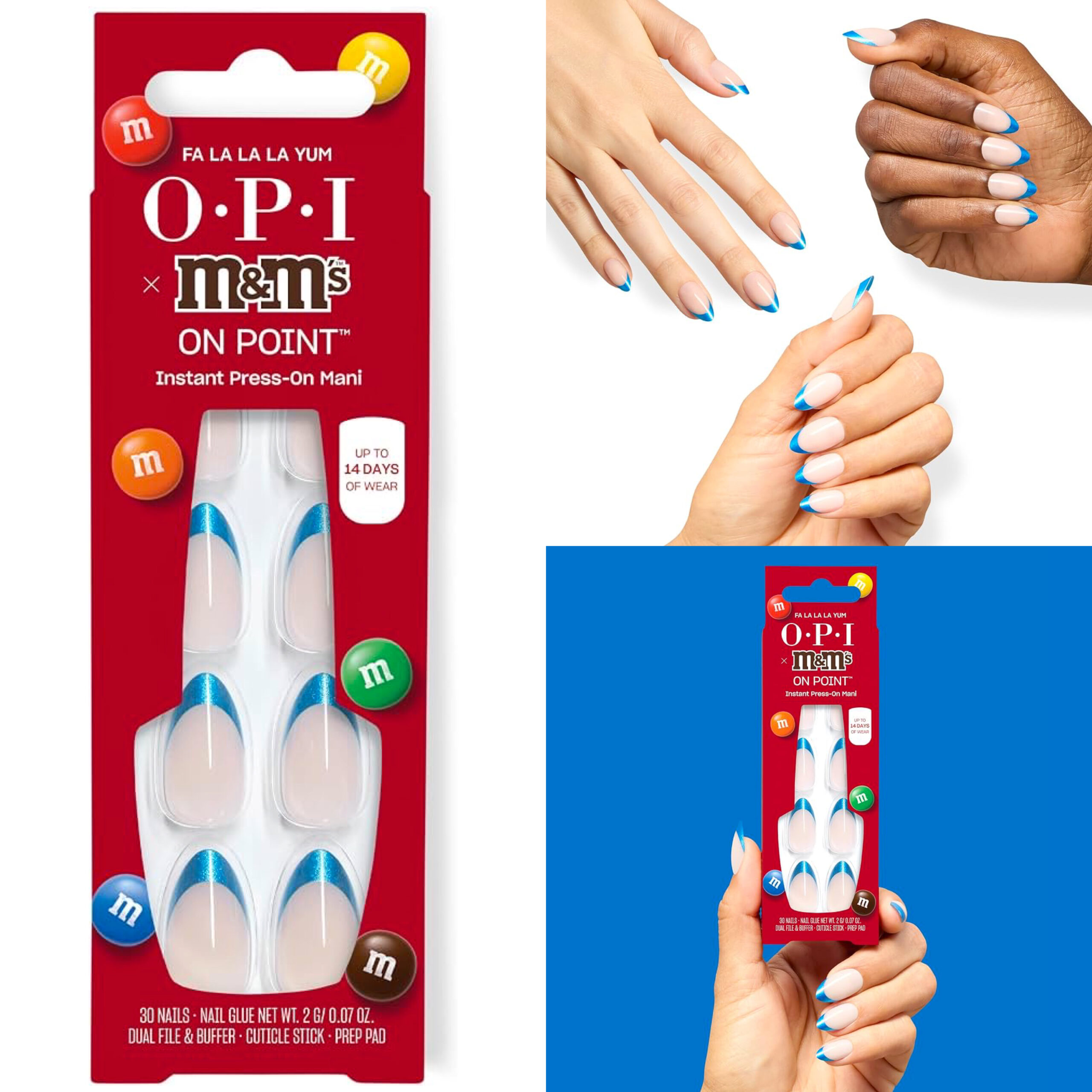 OPI x M&M'S On Point Fa La La La Yum Instant Press-On Mani Nails