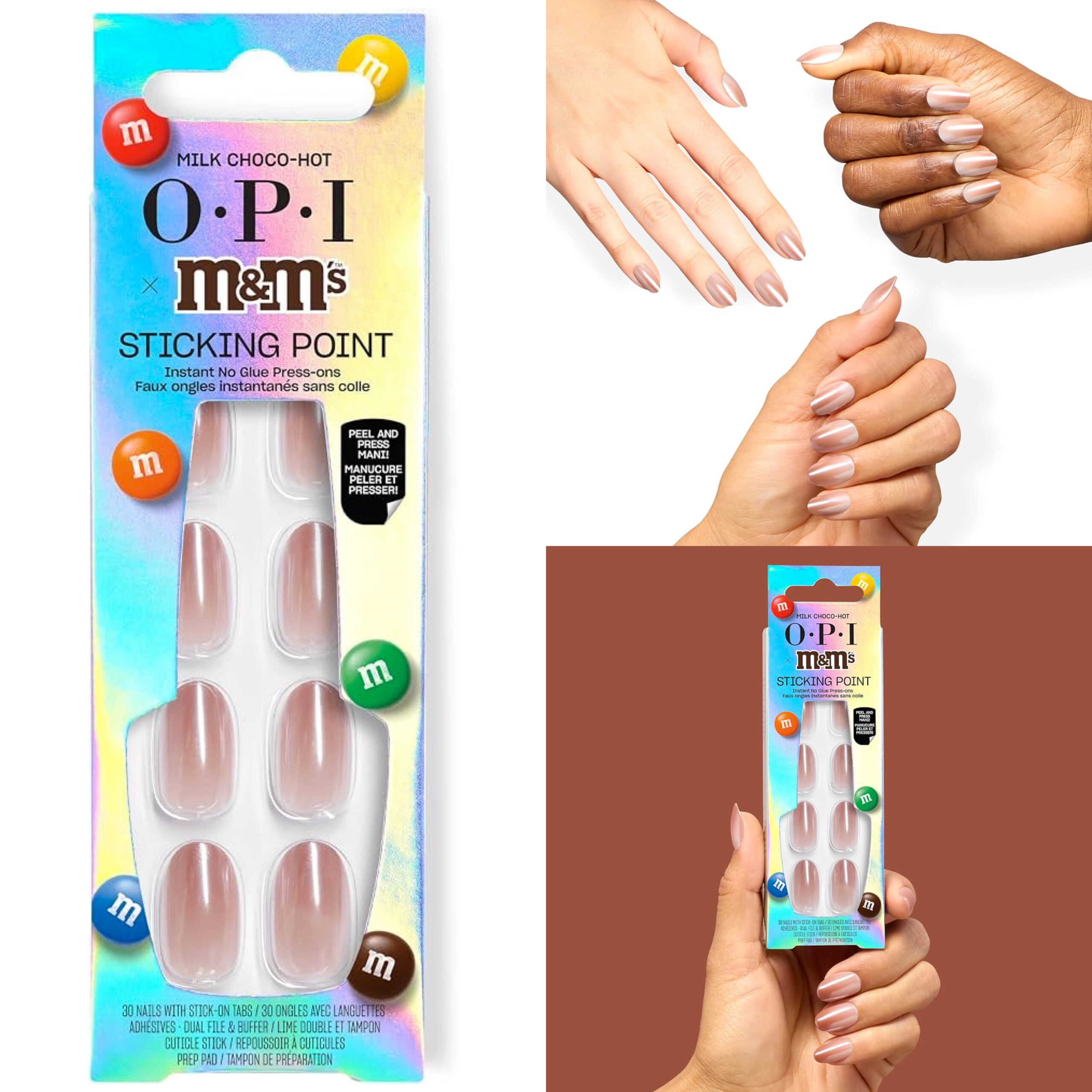 OPI x M&M'S Sticking Point Milk Choco-hot Instant No Glue Press Ons