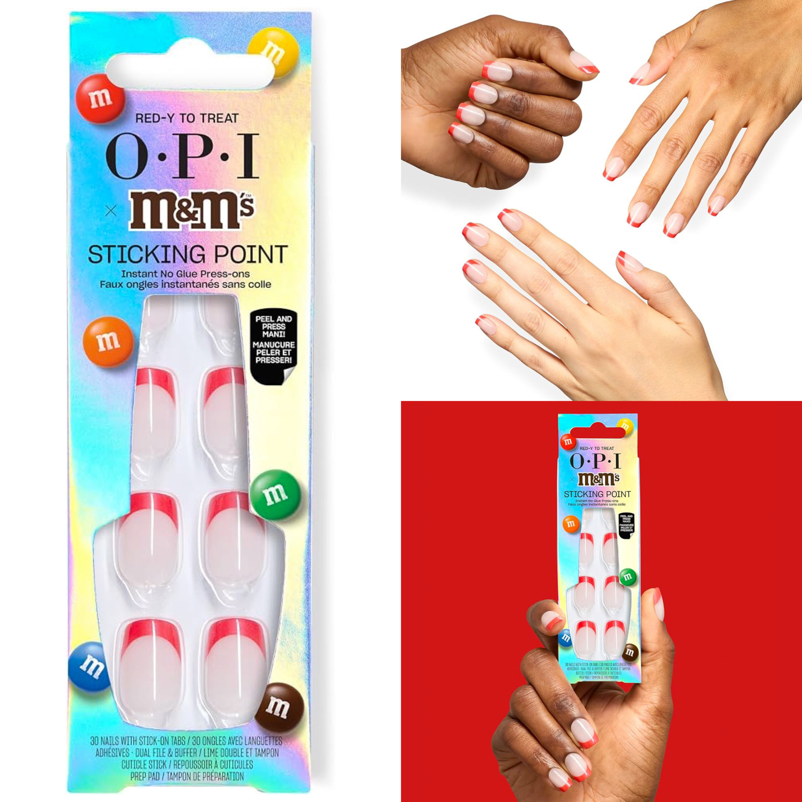 OPI x M&M'S Sticking Point Red-y to Treat Instant No Glue Press Ons